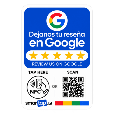 Tarjeta NFC de Smartap con QR para dejar una reseña en Google
